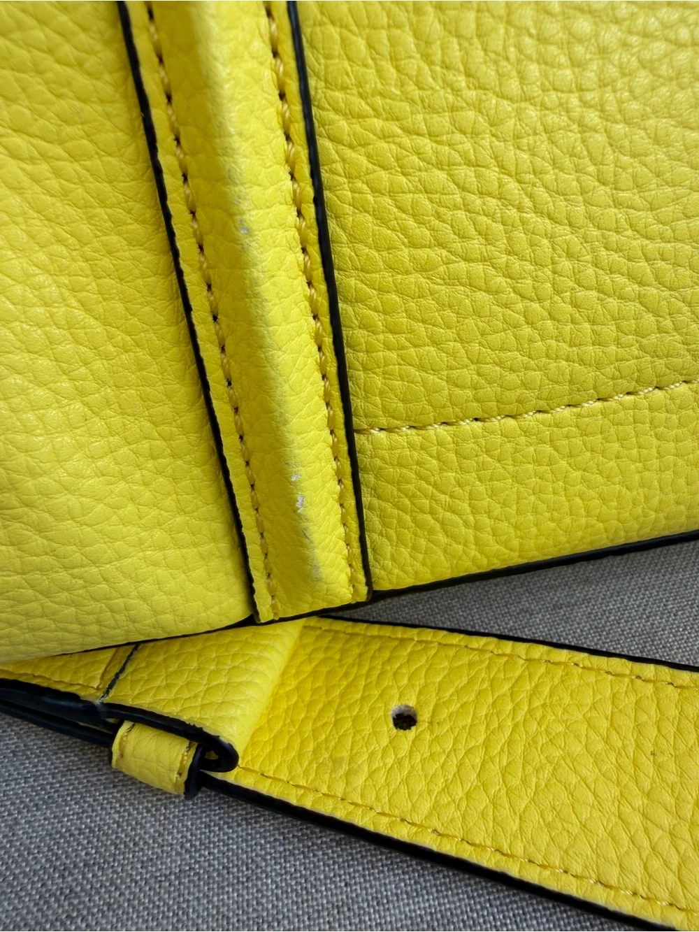 DKNY Small Yellow Pebbled Leather Tote with Removable Strap. Good condition - Picture 12 of 16